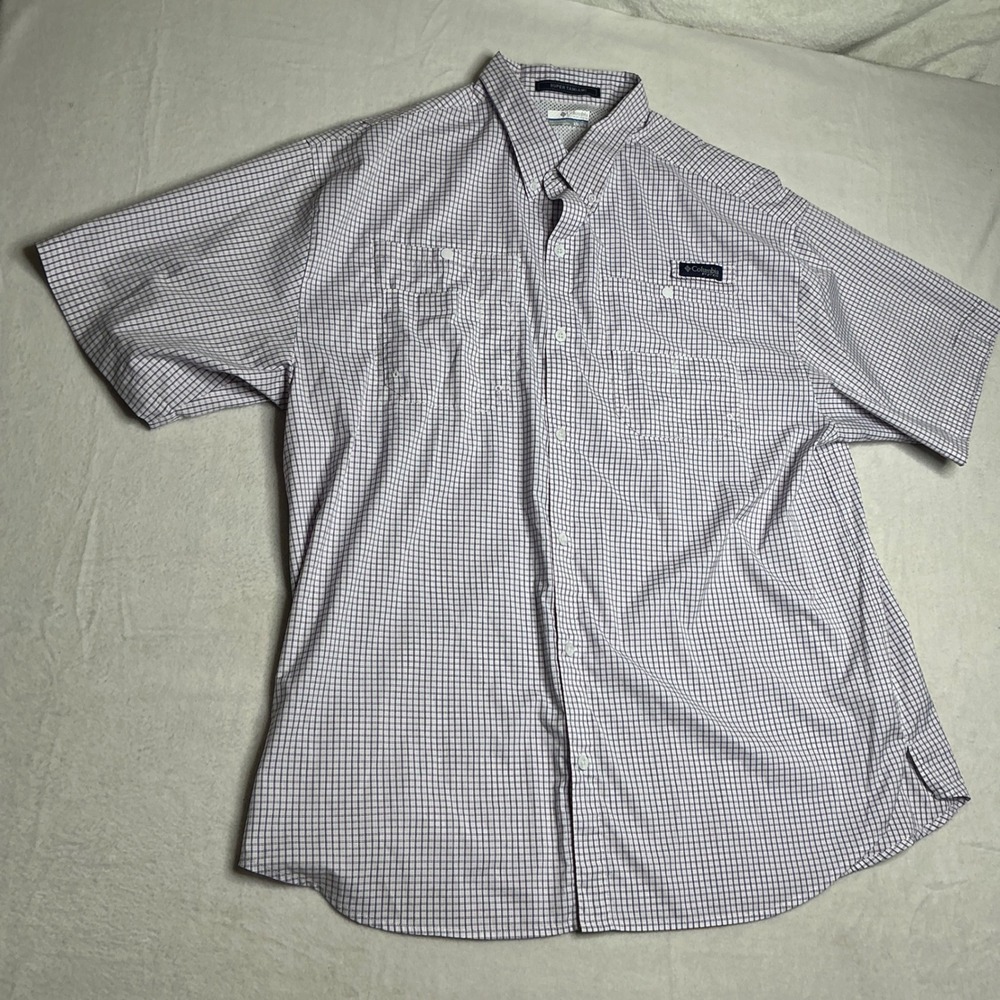 Columbia Super Tamiami Mens Short Sleeve PFG Button Up Shirt Plaid Size XXL TG